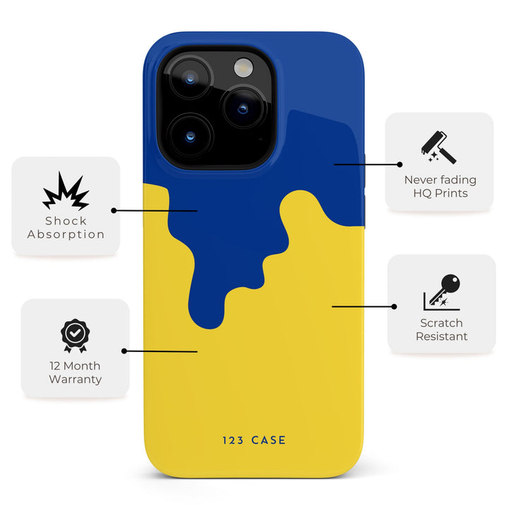 iPhone Fashionable Phone Case for iPhone 15 Pro Max, iPhone 14 Pro Max, iPhone 13 Pro Max, Snap Tough MagSafe Hard Phone Cases Blue Yellow